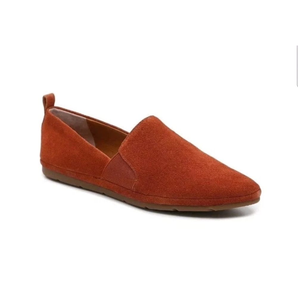 NEW Lucky Brand Women’s Addly Orange Sumac Suede Flat Slip-On Comfort Shoes Sz 6
